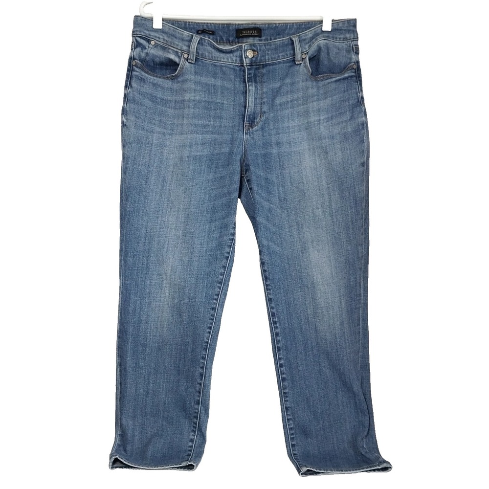 Talbots Women's Boyfriend Jeans SZ 16 Blue Medium Wash Stretch Denim Casual Chic